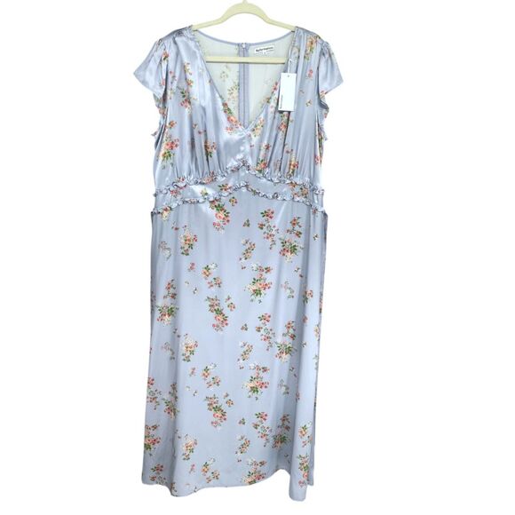 NWT Reformation Kaye Silk Midi Dress Melba Light Blue Size 16 Plus - Picture 6 of 16